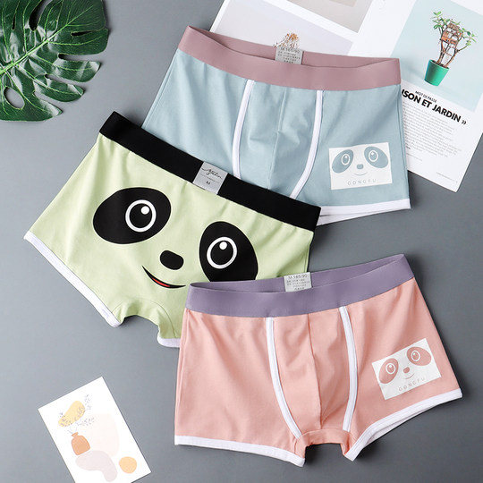 Men's pure cotton cartoon underwear, trendy and personalized boxer shorts, youth sports boxer briefs, comfortable and breathable bottoms