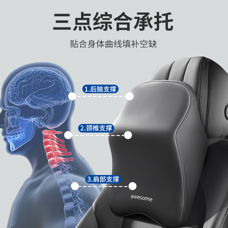 汽车腰靠开车久坐护腰靠背垫神器车载用头枕座椅腰托记忆棉靠枕撑-图0