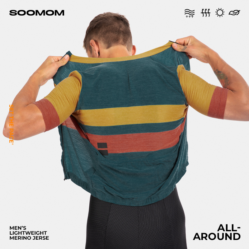 SOOMOM | ALL-AROUND 男士公路车轻量羊毛骑行短袖 日出 - 图3