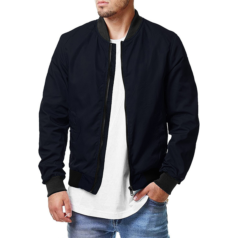 Men's bomber jacket with zipper jacket男式飞行员夹克拉链外套 - 图1