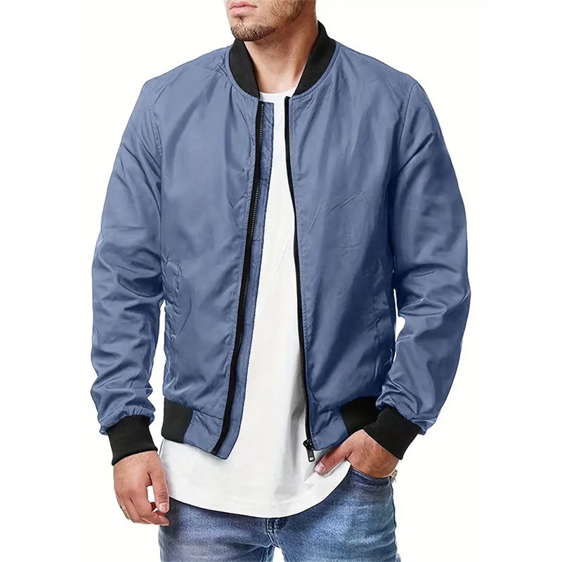 Men's bomber jacket with zipper jacket男式飞行员夹克拉链外套 - 图0