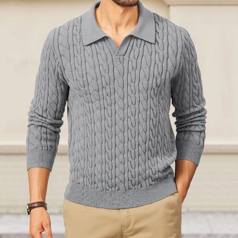 Turtleneck sweater in large size for men针织POLO领毛衣男大码 - 图1