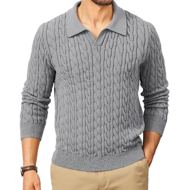 Turtleneck sweater in large size for men针织POLO领毛衣男大码 - 图3