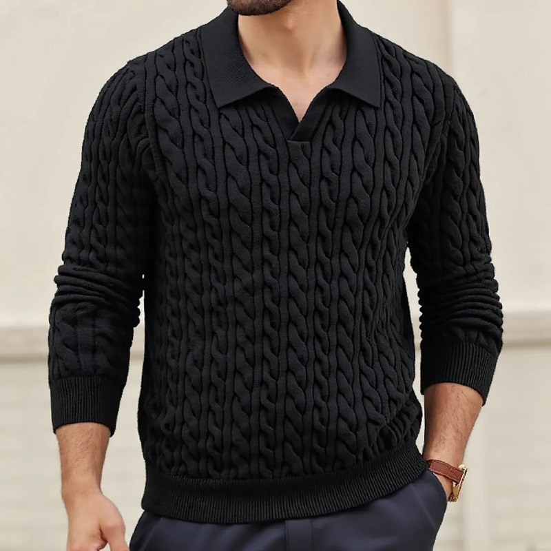 Turtleneck sweater in large size for men针织POLO领毛衣男大码 - 图2