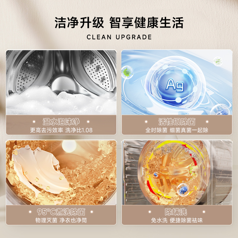 [政府补贴20%]松下10KG滚筒洗衣机超薄家用全自动除菌智投F1KN