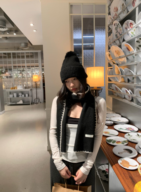 长期主义小香风围巾女秋冬韩版软糯羊毛混纺针织百搭加厚保暖围脖