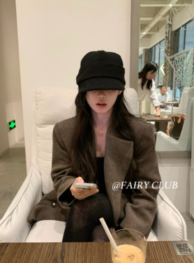 张婧仪同款日系复古帽子女秋冬保暖八角帽百搭可翻边报童帽贝雷帽