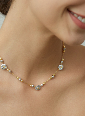 VEKE「初绽」锁骨链气质轻奢高级感项链毛衣链NC15950A