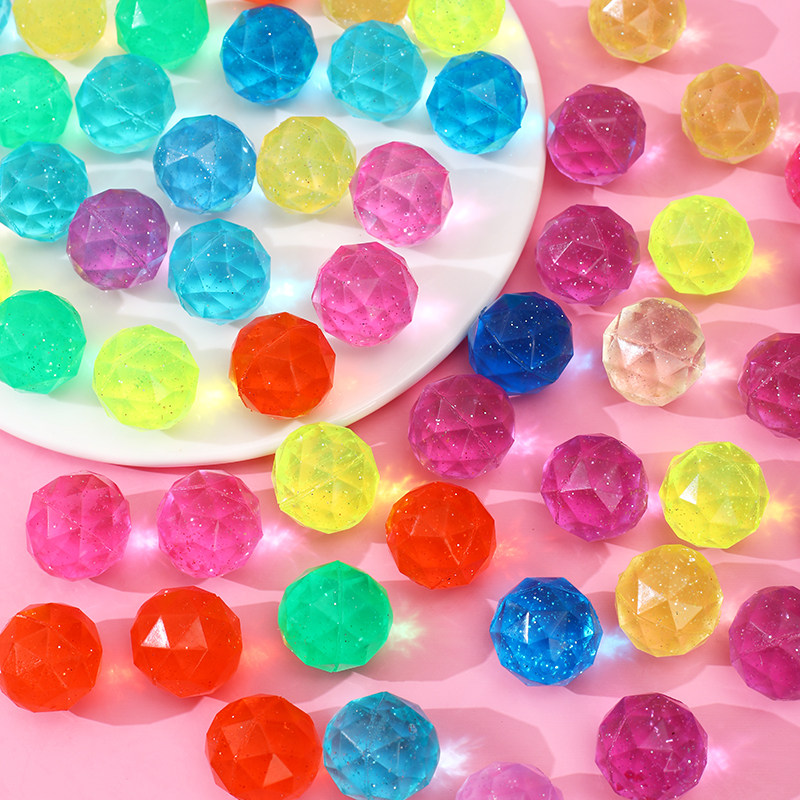 32号钻石型透明彩色水晶弹力球儿童橡胶浮水玩具跳跳球男孩女陔,淘宝优惠券,粉丝福利购,淘宝优惠卷