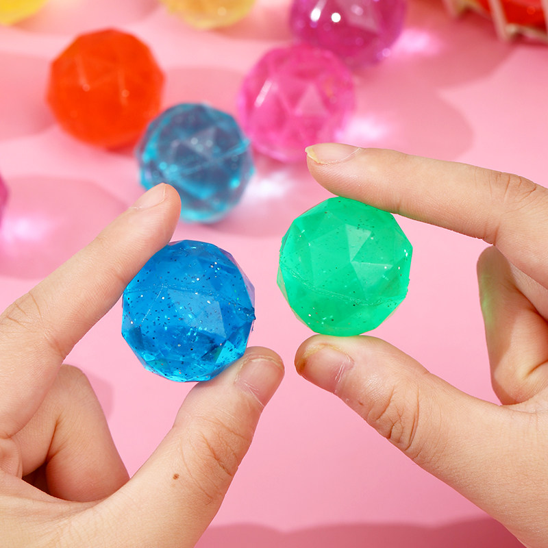 32号钻石型透明彩色水晶弹力球儿童橡胶浮水玩具跳跳球男孩女陔,淘宝优惠券,粉丝福利购,淘宝优惠卷