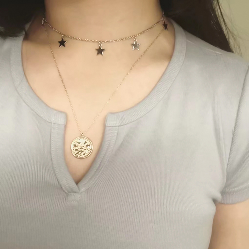 brandymelville硬币复古女神项链星星ins叠戴百搭bm圆亮片choker - 图2