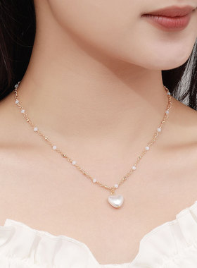 brandymelville项链女夏爱心珍珠