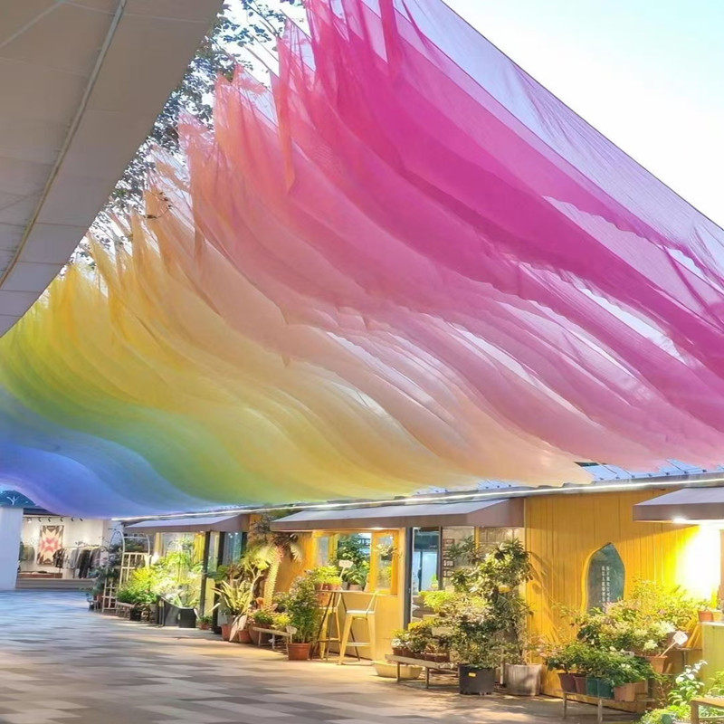 网红纱幔风动吊顶纱幔餐厅民宿装饰酒店户外景区纱幔海边风动纱幔,淘宝优惠券,粉丝福利购,淘宝优惠卷