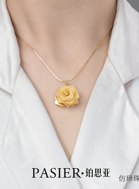 铂思亚赫本王妃项链女甜美精致镂空花朵锁骨链多层叠戴颈链首饰