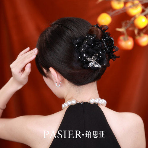 铂思亚春日蝶信发夹女后脑勺盘发显发量鲨鱼夹时尚气质抓夹头饰 - 图1