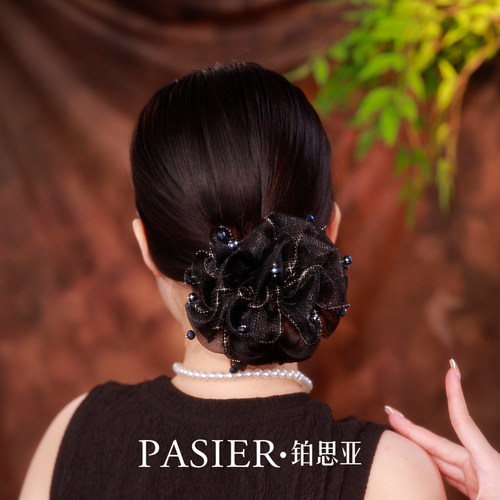 铂思亚复古大肠发圈女绑发花苞头发绳超大蓬松显发量橡皮筋头饰 - 图3