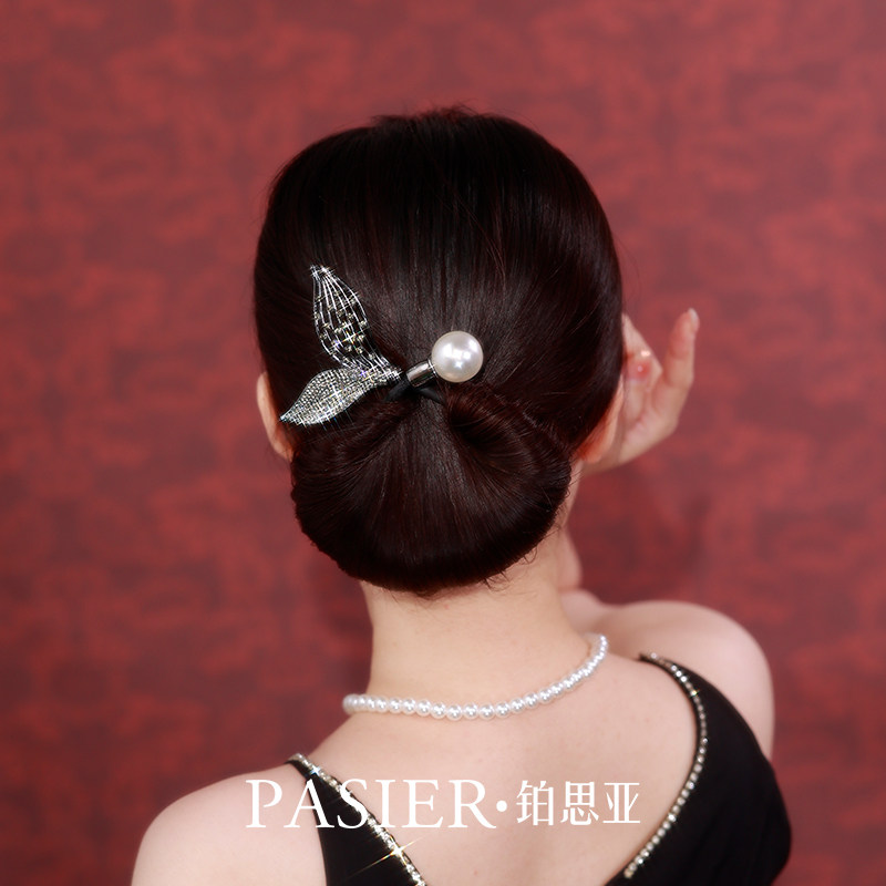 铂思亚精致黑色鱼尾珠珠盘发器女新款时尚气质发夹扭扭夹蓬松头饰,淘宝优惠券,粉丝福利购,淘宝优惠卷