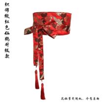 Original printed country Wind Blue Wave Han Clothes Slim Strap Flow Su Cotton Hemp And Wind Belt with dress wide waist seal