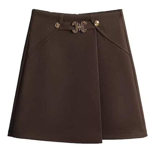 不规则毛呢半身裙女2025秋冬季新款高腰时尚小个子包臀a字短裙子 - 图3