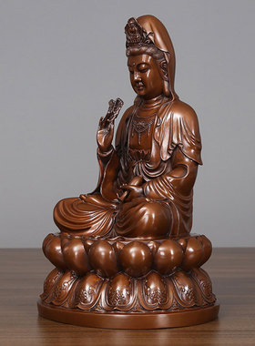 纯铜观音菩像紫铜佛像大号大慈大悲的观世音自在菩萨家居供奉摆件