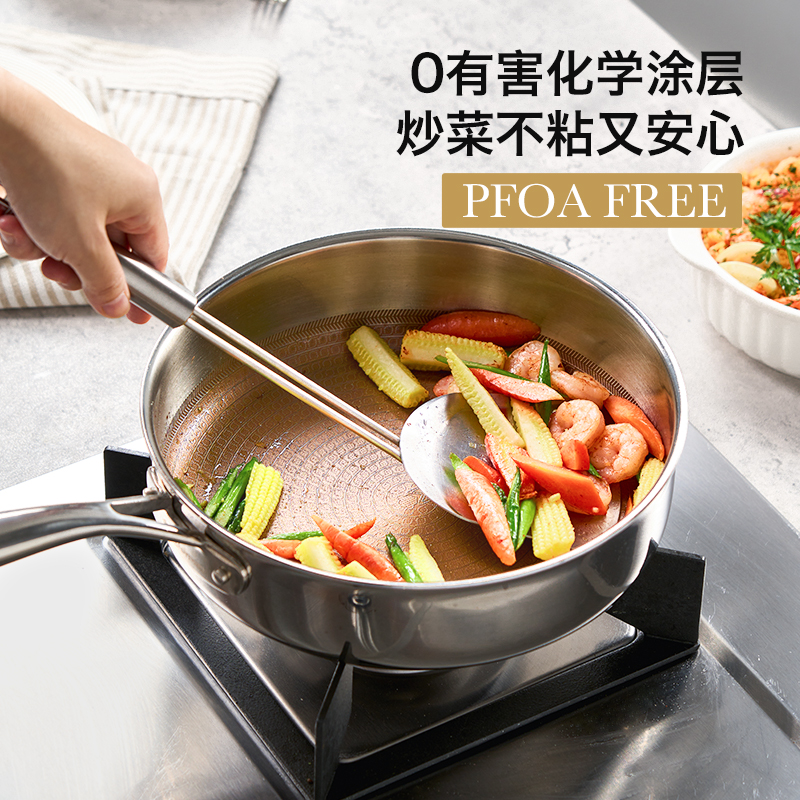 西班牙Masterpro不粘锅家用炒锅平底牛排锅煎锅不锈钢煎蛋炒菜锅