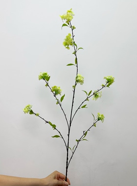 样板房花房简约自然仿真花小手球雪柳枝条客厅酒店售楼部大堂摆件