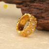 Leyue gold ancient method inlaid real diamond rose window ring pure gold 999 retro hollow niche diamond ring