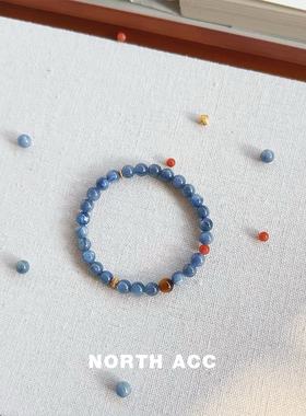 NORTHACC新中式复古天然蓝晶石原创小众设计红玛瑙黄虎眼手链手串