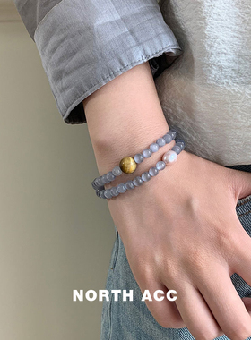NORTHACC新中式蓝紫色猫眼石串珠叠戴手链女小众设计复古个性时尚