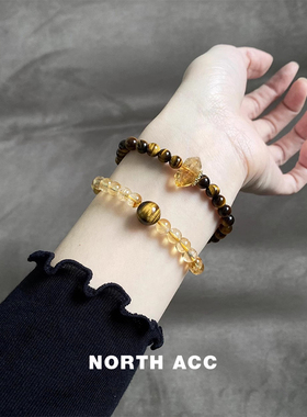 NORTHACC新中式复古日照金山虎眼石黄水晶双圈手链女串珠小众高级