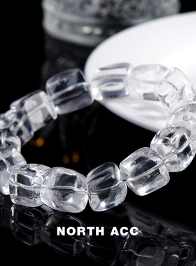 NORTHACC新中式天然白水晶随型方糖手链老矿白水晶方形手串小众