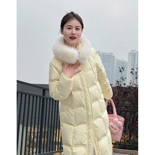 【冬日悸语】小娜椒小个子冬季保暖立领狐狸毛领长款加厚羽绒服女 - 图0