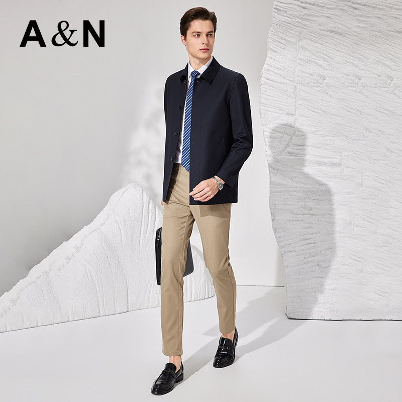 【高支精纺羊毛】AntonNeal秋季轻奢行政夹克商务休闲男风衣外套,淘宝优惠券,粉丝福利购,淘宝优惠卷