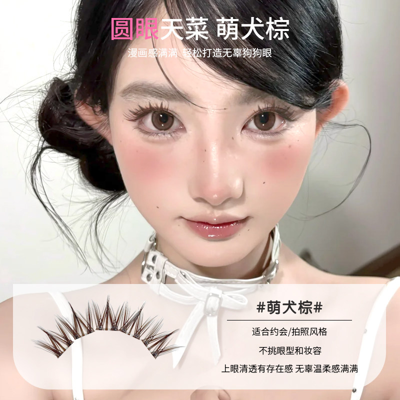 免胶萌犬棕色假睫毛！萌睫尚品犬系上镜混血感眼睫毛女仿真自然,淘宝优惠券,粉丝福利购,淘宝优惠卷