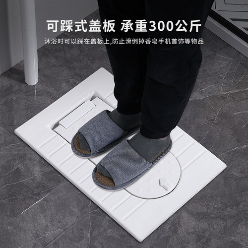 正品家用盖板蹲坑蹲便器带盖翻盖式卫生间防臭洗手水箱大口径套装 - 图1