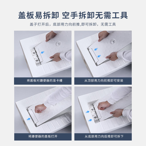 正品家用盖板蹲坑蹲便器带盖翻盖式卫生间防臭洗手水箱大口径套装 - 图2