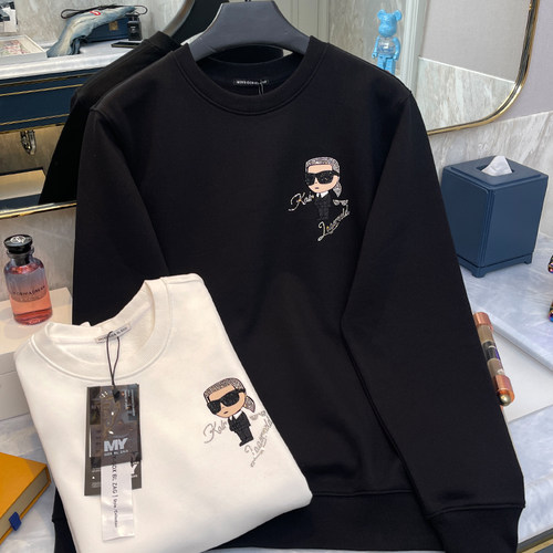 欧洲站老佛爷男士卫衣高端轻奢潮牌秋冬新款时尚简约纯棉上衣加绒 - 图0