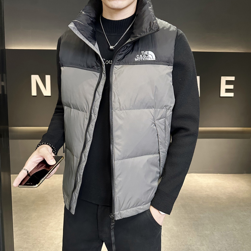 2025冬季新款刺绣坎肩羽绒背心男士青少年潮牌羽绒马甲保暖羽绒服 - 图1