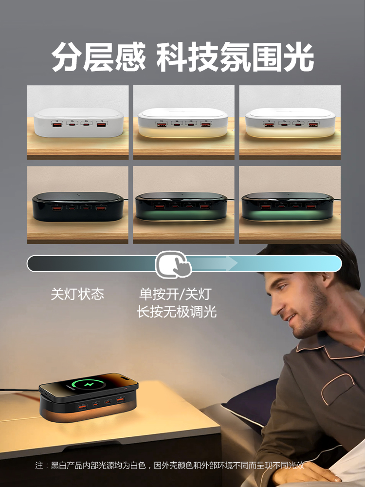 三合一无线充电器USB桌面插排插座多口多功能快充插线板适用苹果iPhone14ProMAX手表iWatch8耳机华为通用底座-图2