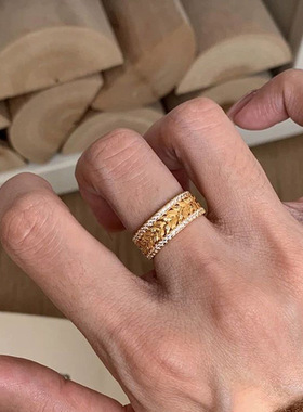 中古金色麦穗戒指女新款小众独特