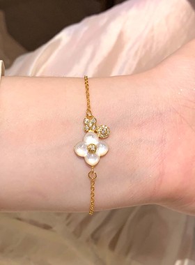 泡芙龙心四叶草手链女甜美梦幻