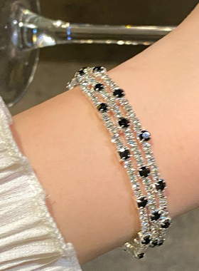 三层环绕满钻方块手环女优雅别致