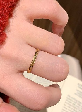金色极细碎冰冰戒指女简约百搭
