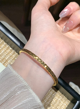 三面爆闪碎冰冰素圈手镯女