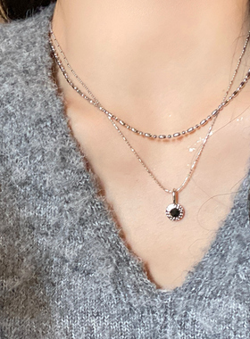 米粒珠黑坠项链女叠戴百搭