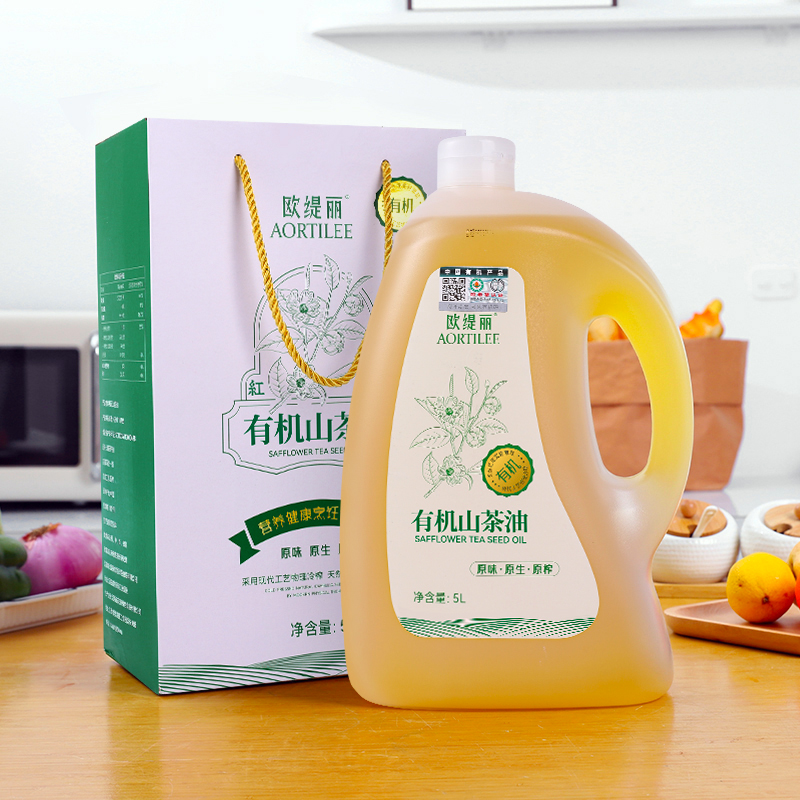 欧缇丽有机红花山茶油5L礼盒装纯正茶油食用油野茶籽油官方旗舰店-图0