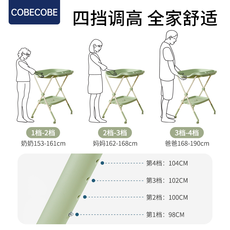 COBECOBE尿布台婴儿护理台新生儿宝宝换尿布台洗澡台可折叠多功能 - 图1