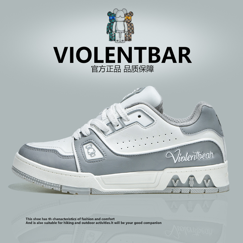 暴力熊旗舰店官方正品涂鸦荧光潮鞋男秋冬季百搭板鞋女情侣99888 - 图0