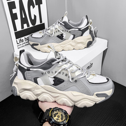 暴力熊官方正品新款休闲透气男鞋情侣时尚轻奢老爹鞋女潮鞋B1010 - 图0