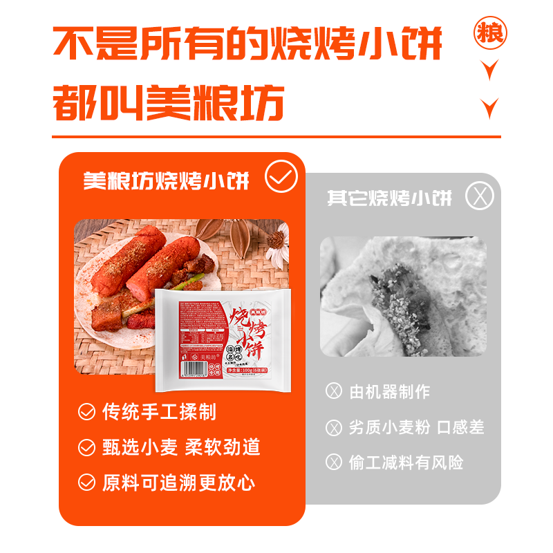 美粮坊正宗淄博手工烧烤小饼夜市卷饼薄饼烧烤店专用批发网红小吃